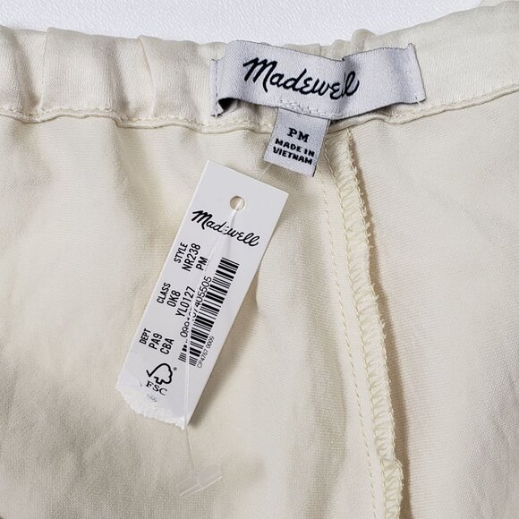 Madewell Pintucked Slim Pull-On Pants in Satin Women's Size PM Cream Cake Batter - Picture 2 of 16